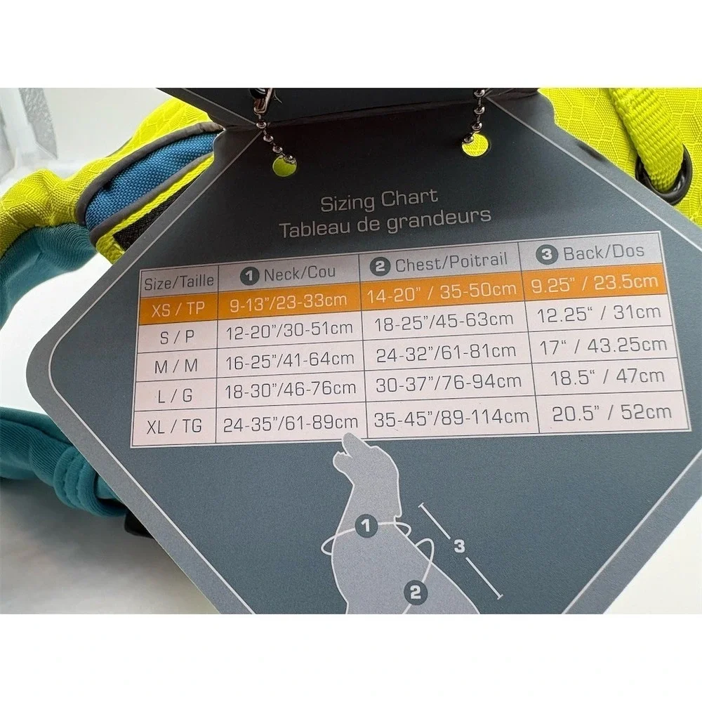 Kurgo Dog Life Jacket Flotation Vest XS Yellow/Teal Handle & D-Ring